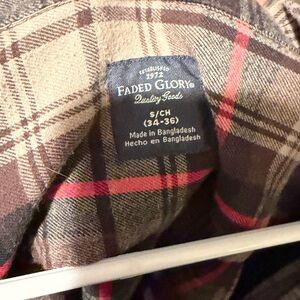 Faded Glory Red and Brown Plaid Shirt